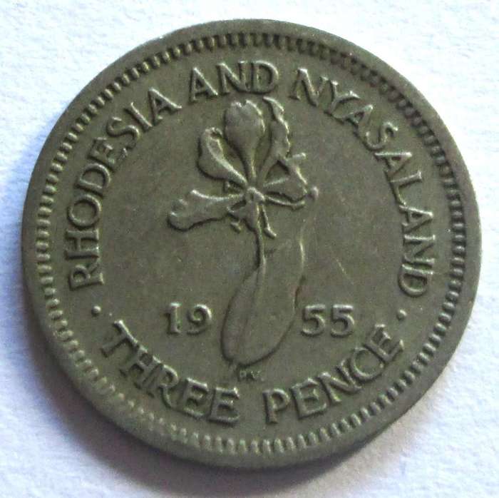 1955 Rhodesia and Nyasaland 3 Pence