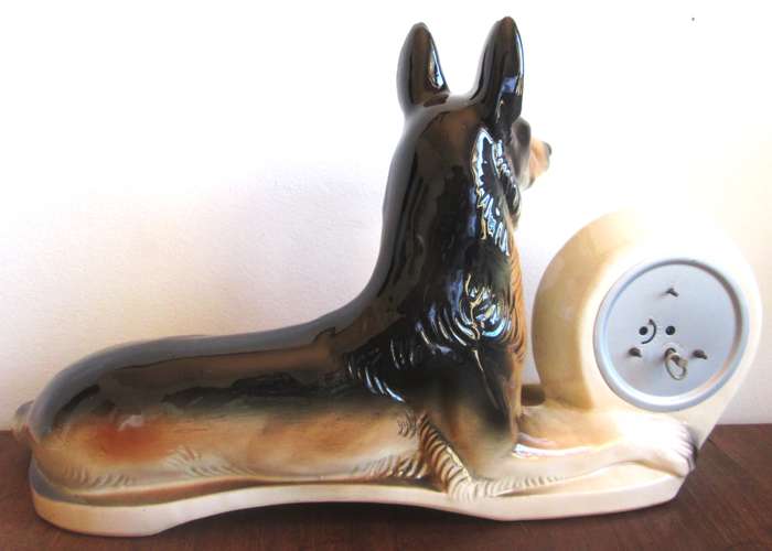 Jema of Holland 462 Ceramic German Shepherd Alsatian Large Mantle Clock