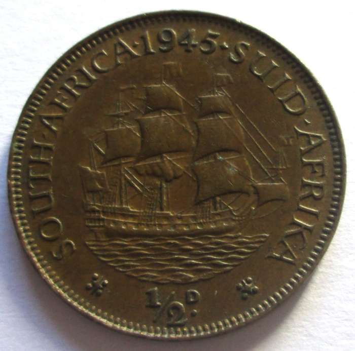 1945 Union of South Africa Half Penny