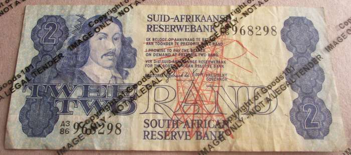 Two Rand Republic of South Africa Serial Nr A3 86 968298