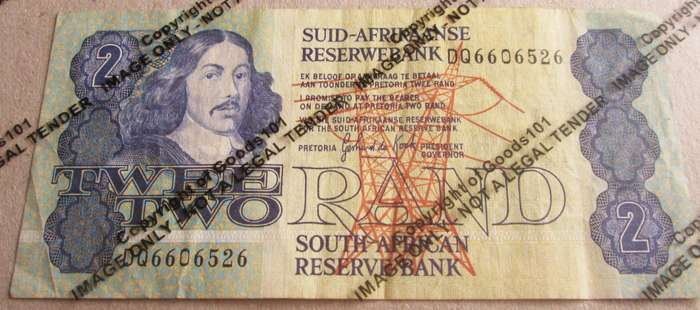 Two Rand Republic of South Africa Serial Nr DQ6606526