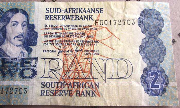 Two Rand Republic of South Africa Serial Nr FG0172703