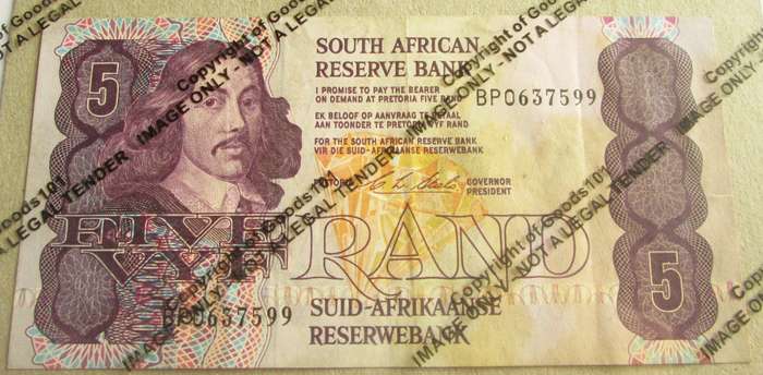 Five Rand Republic of South Africa Serial Nr BP0637599