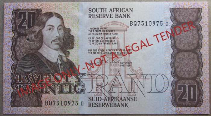 Twenty Rand South Africa Serial Nr BQ7310975D