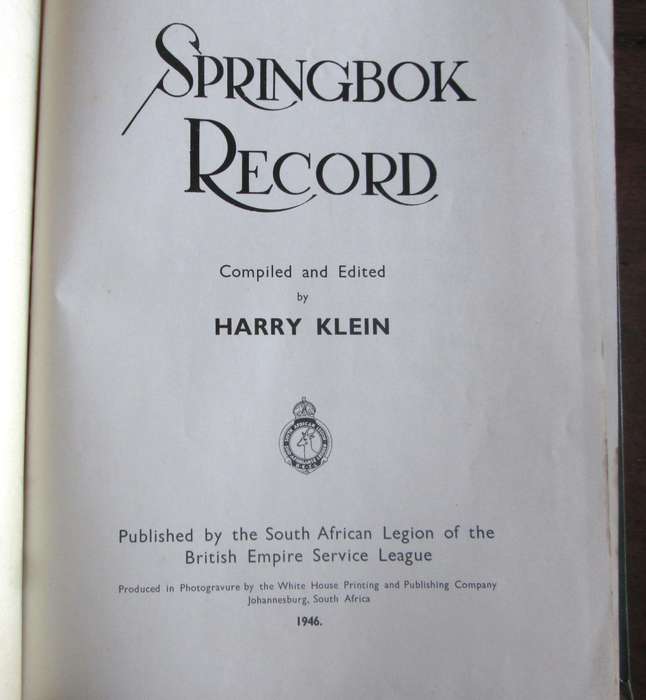 Springbok Records The Book to Commemorate the Service in WWII