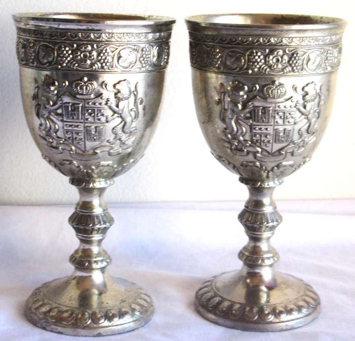 Silver Plated Crest Goblets Wine Cups