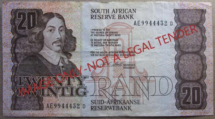 Twenty Rand South Africa Serial Nr AE9944432D