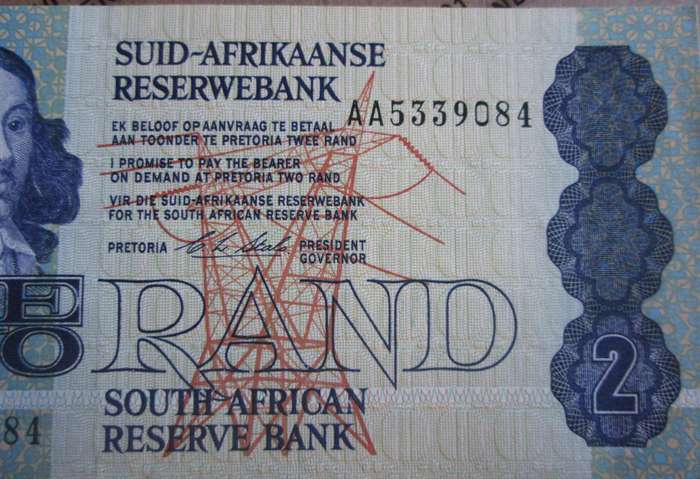 Two Rand Republic of South Africa Serial Nr AA5339084