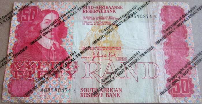 Fifty Rand Republic of South Africa Serial Nr AG9590874E