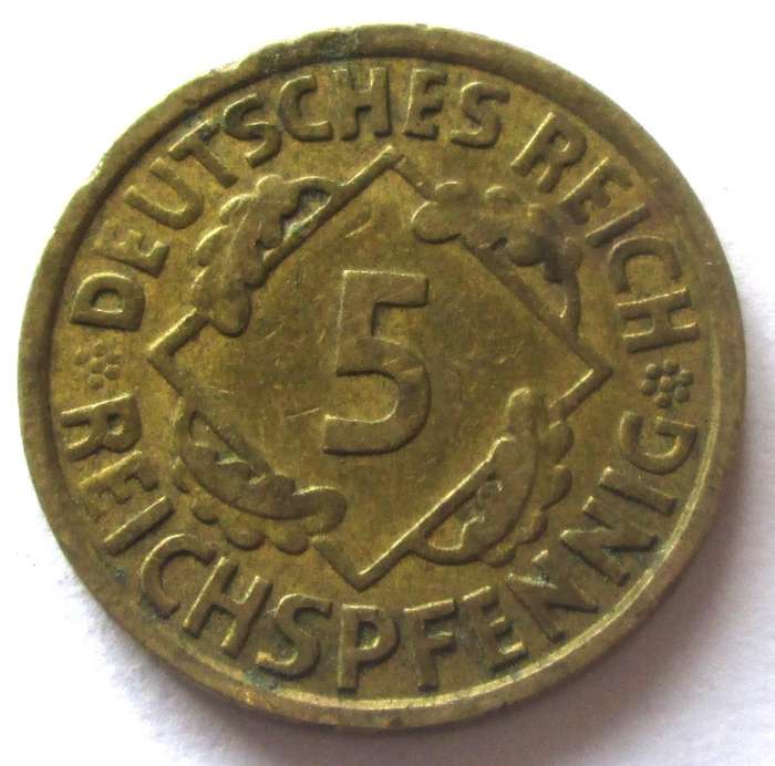 1924 Deutsches Reich 5 Reichspfennig