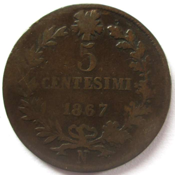 1867 Italy 5 Centesimi