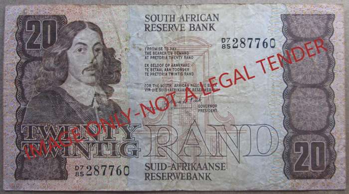 Twenty Rand South Africa Serial Nr D7 85 287760