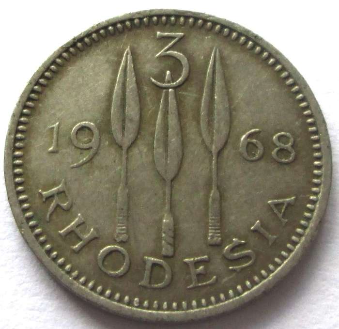 1968 Rhodesia 3 Pence