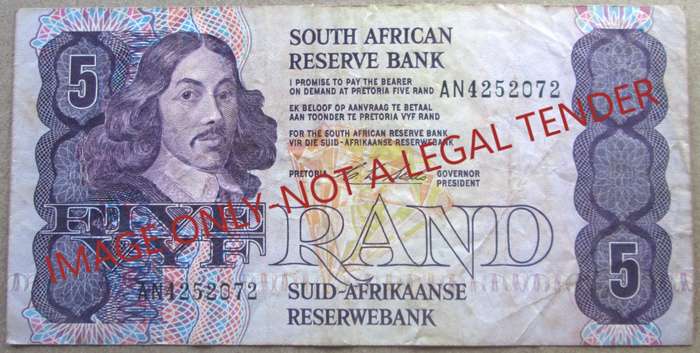 Five Rand South Africa Serial Nr AN4252072