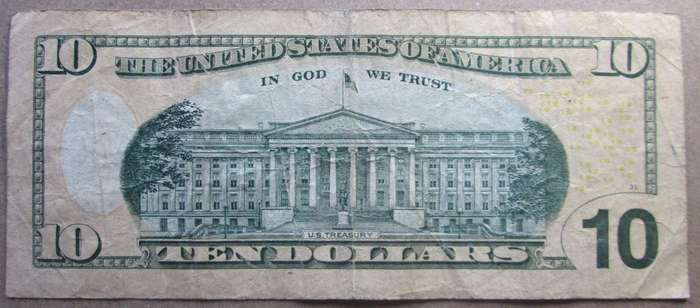 2013 United States of America 10 Dollars Serial Nr MK52046420A