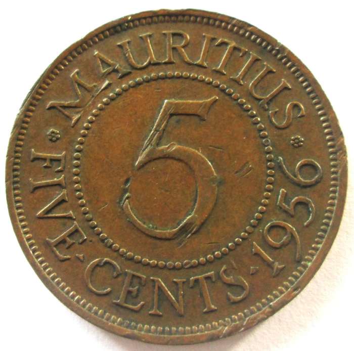 1956 Mauritius 5 Cents