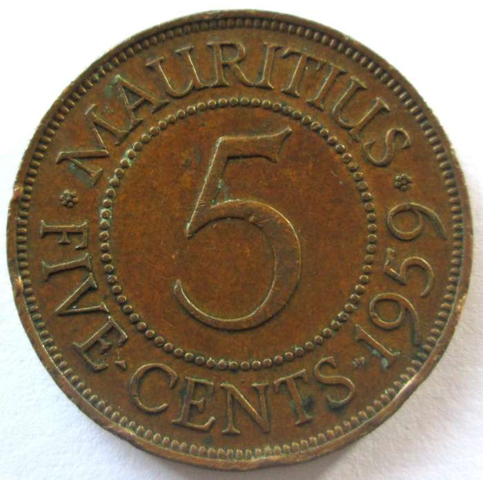 1959 Mauritius 5 Cents