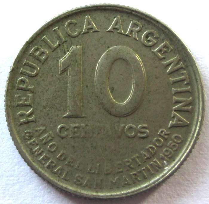 1950 Argentina 10 Centavos