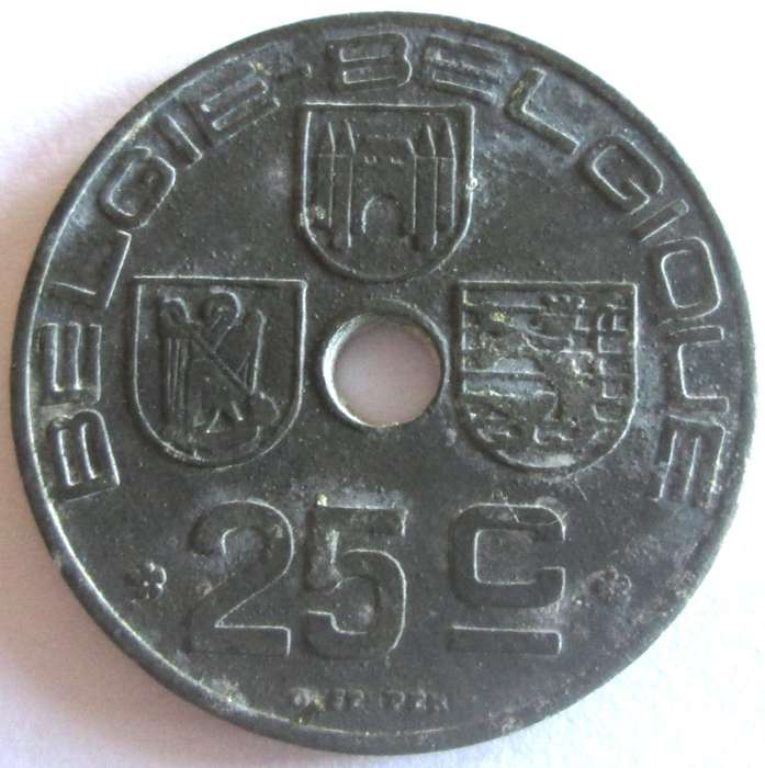 1944 Belgium 25 Centimes
