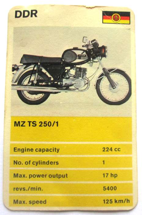 1970 East Germany MZ TS 250/1 Motorcycle Trading Card