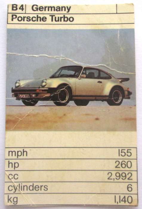 1970 Germany Porsche Turbo Vintage Cars Trading Cards