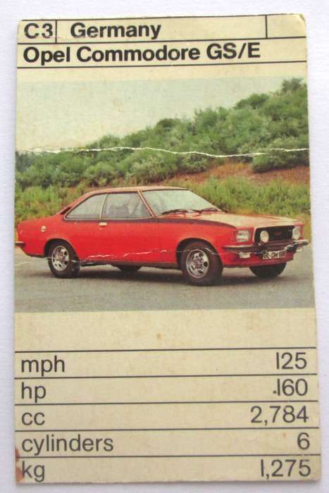 1970 Germany Opel Commodore GS / E Vintage Cars Trading Cards
