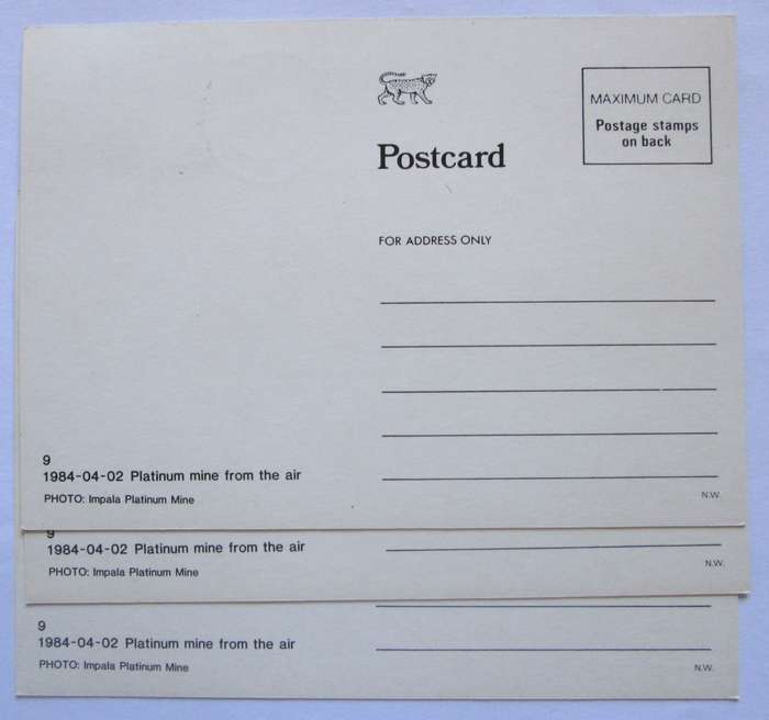 1984 Bophuthatswana Platinum Mine from the Air Post Cards