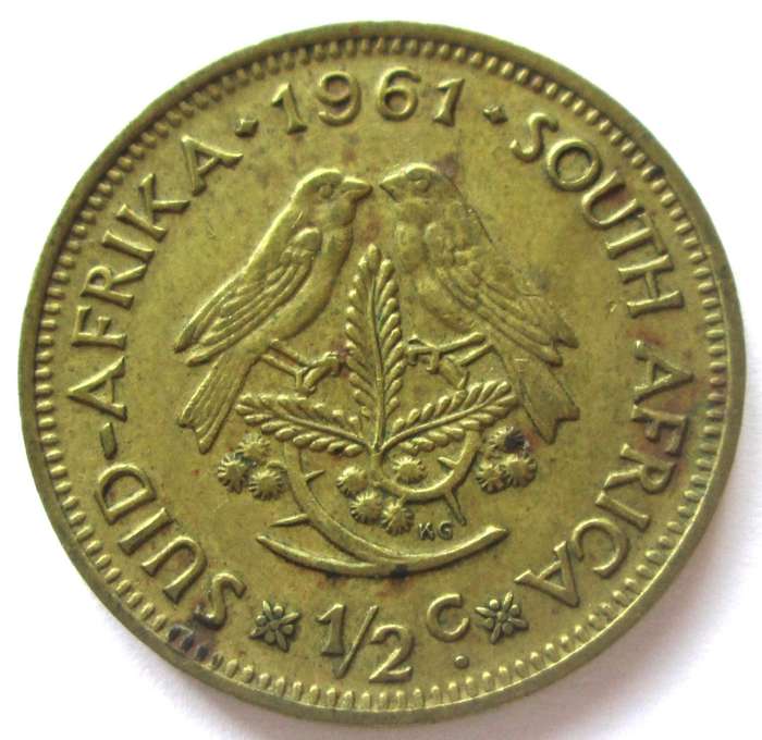 1961 Republic of South Africa Half Cent