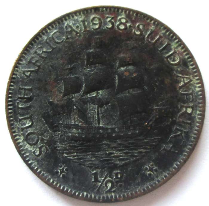 1938 Union of South Africa Half Penny