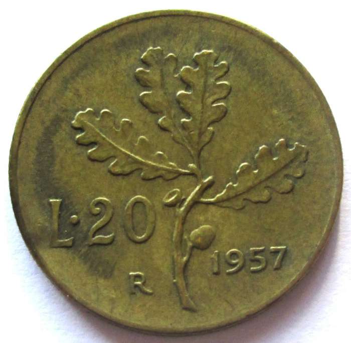 1957 Italy 20 Lira