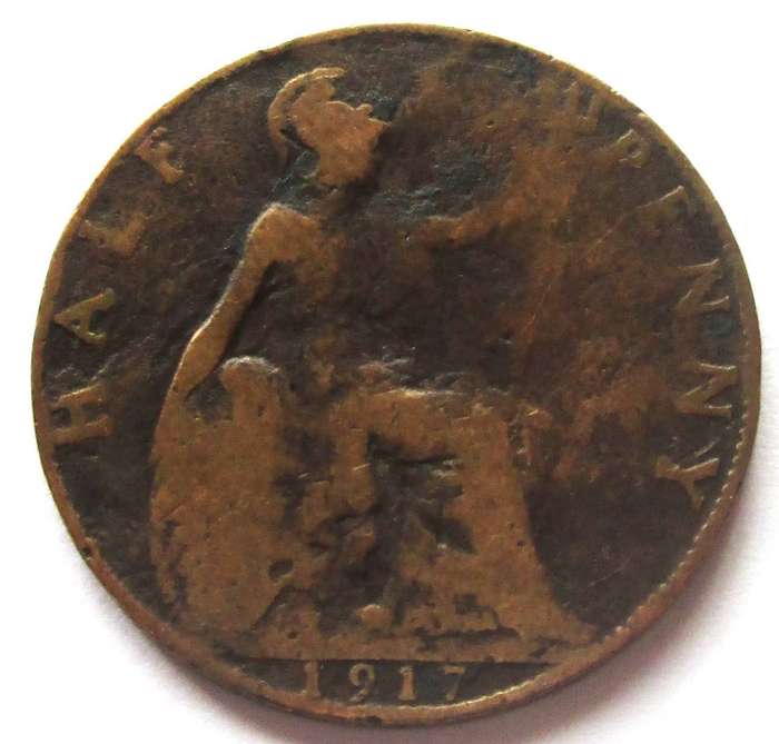 1917 Great Britain Half Penny