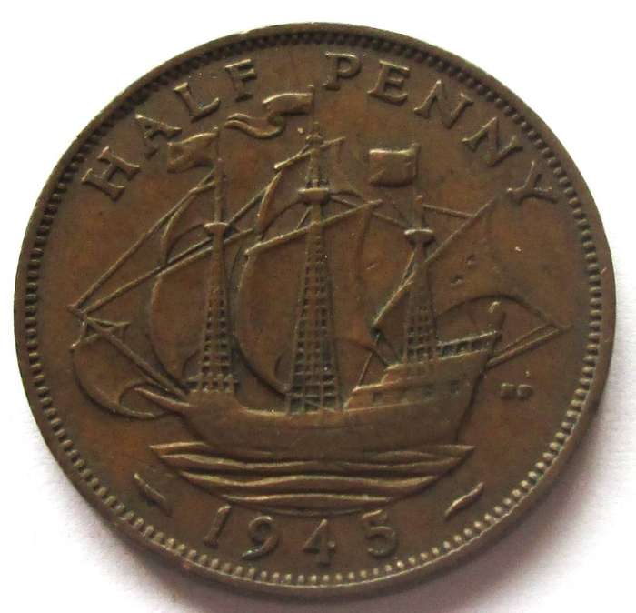 1945 Great Britain Half Penny
