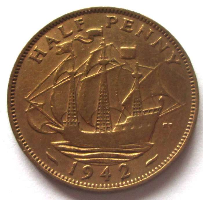 1942 Great Britain Half Penny