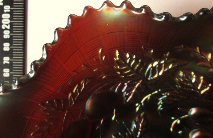 1910 Fenton Powder Blue Grape and Cable Pattern Carnival Glass Bowl