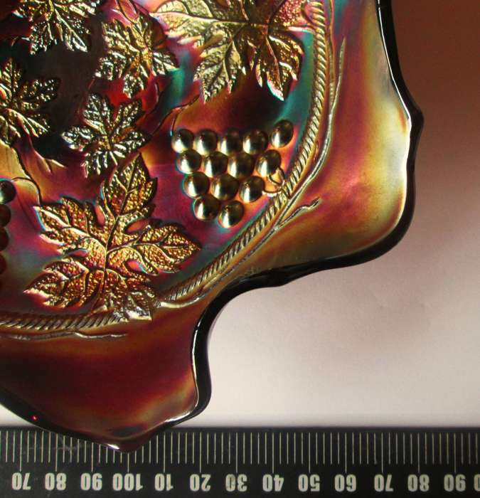 1910 Fenton Carnival Glass Grape Pattern Candy Bowl