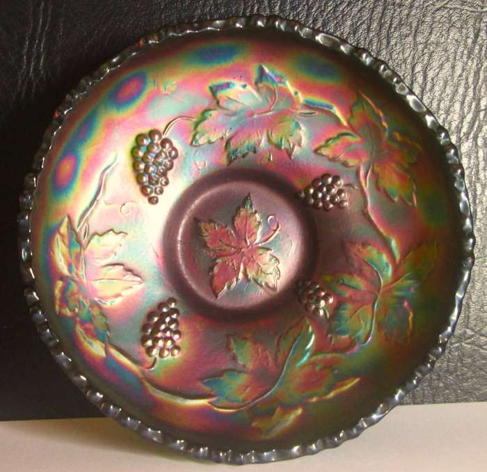 Fenton Carnival Glass Grape Pattern Nut Bowl