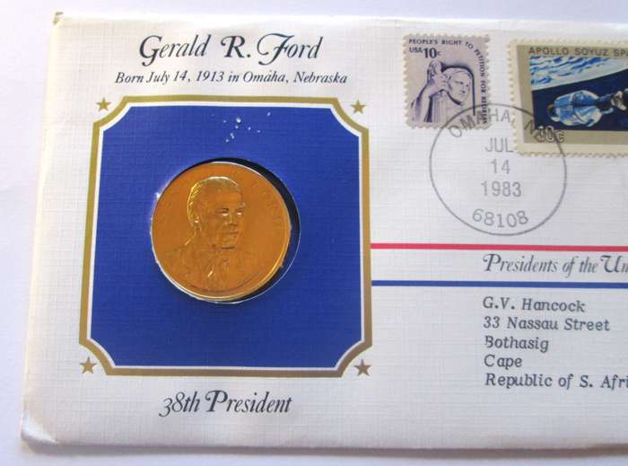 1983 Gerald R Ford 38th President US Mint Presidential Medal Postal Cover