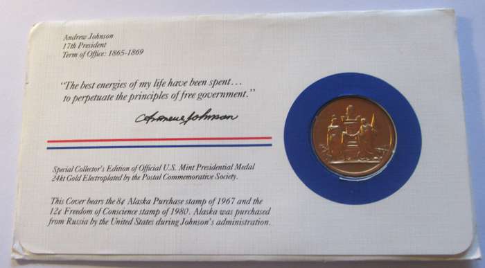 Andrew Johnson Seventeenth President US Mint Presidential Medal