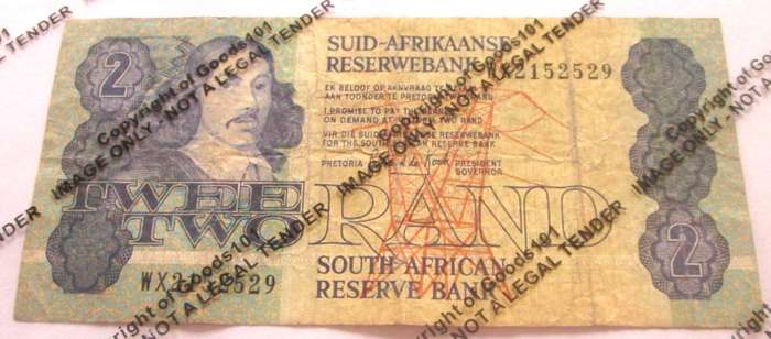 Two Rand Republic of South Africa Serial Nr WX 2152529 Replacement Note