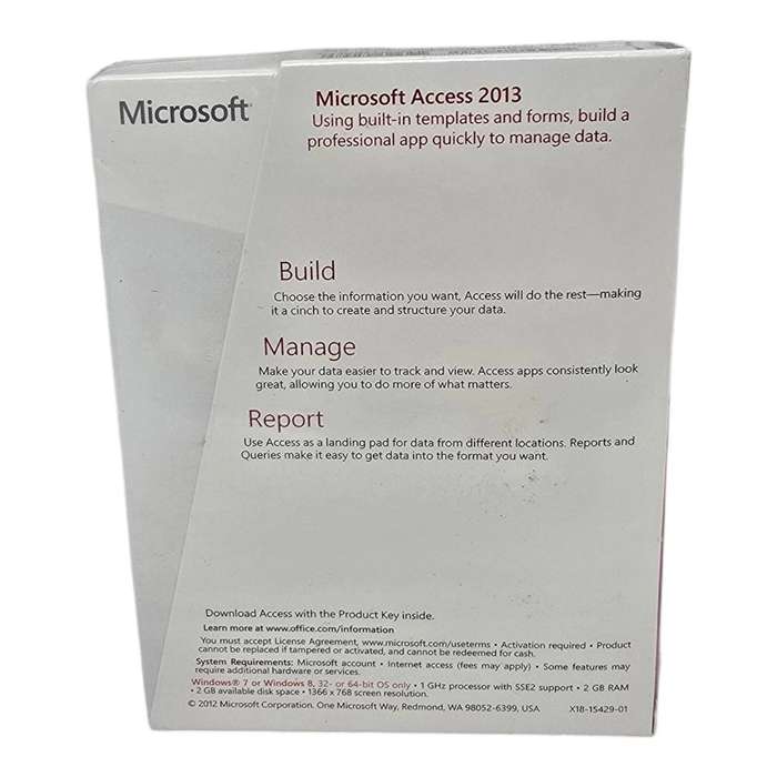 Microsoft Access 2013 SKU 077-06368 Full Retail Sealed Product Key Card + disk