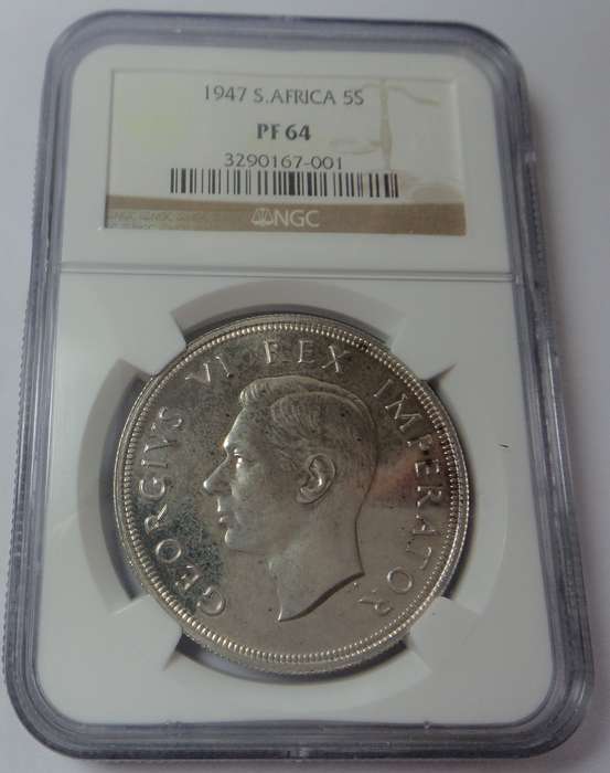 1947 SA Union Crown (5/-) NGC PF64