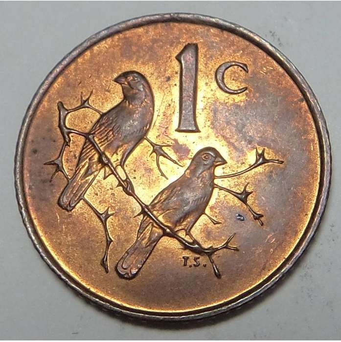 Republic of SA: Lustrous Cent (Eng.) of 1965