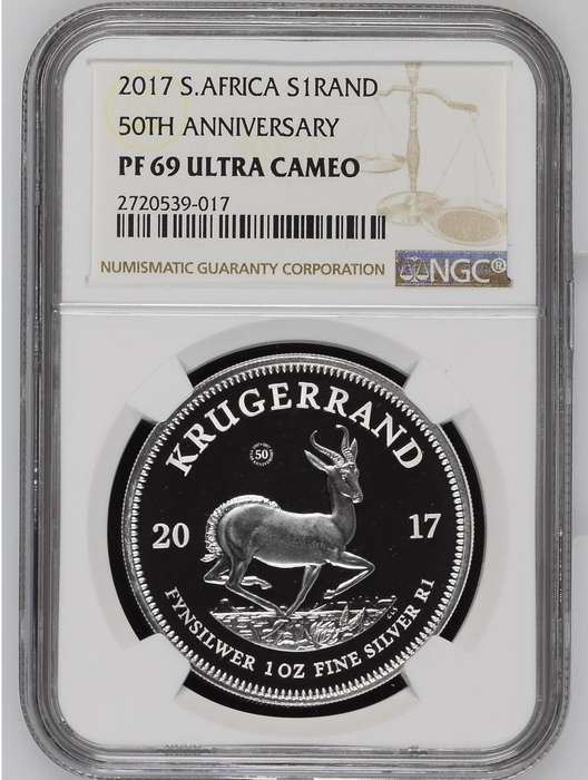 2017 Silver Krugerrand (50th Ann.) NGC PF69 UC (4 available)