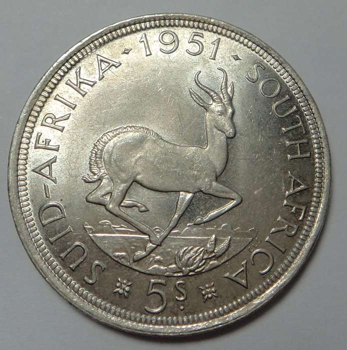 Union of South Africa: Crown (5/-) of 1951 (2 available)