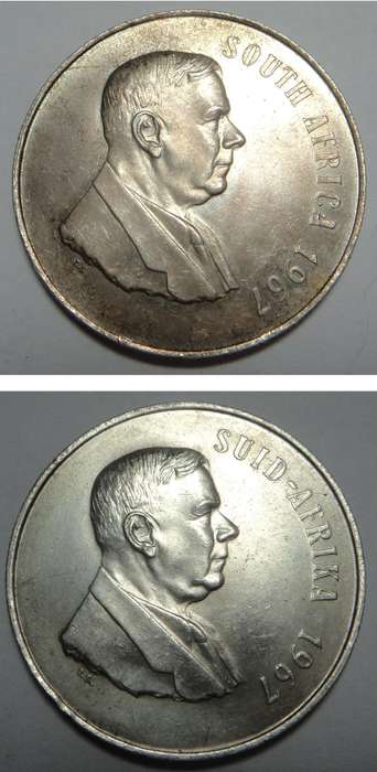 Republic of SA: Eng. & Afr. Silver R1s of 1967 (2 sets available)