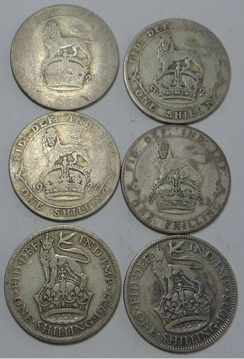 Great Britain: Six Silver Shillings from the 1920s