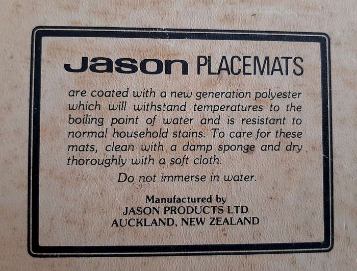 Jason vintage cork backed placemats, 6 times, 217 x 190mm, unused