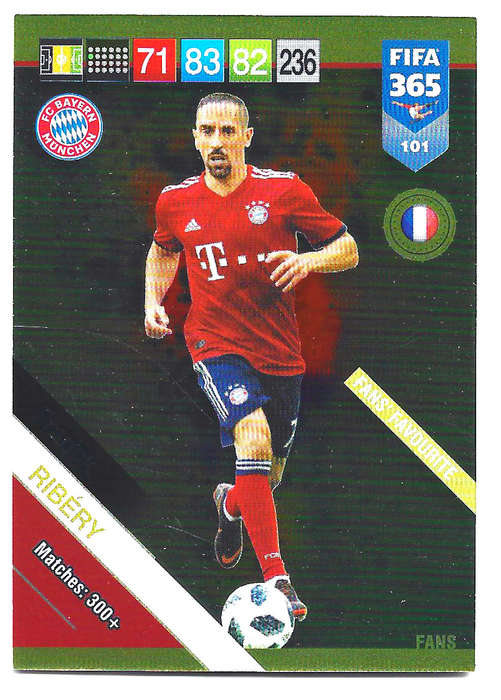 FRANCK RIBERY - PANINI FIFA 365 2019 COLLECTION - FOIL `FANS FAVOURITE` TRADING CARD 101