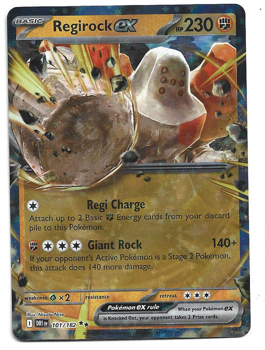 REGIROCK EX - HOLO D/RARE  101/182  POKEMON TCG DESTINED RIVALS TRADING CARD