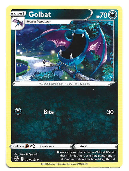 GOLBAT - COMMON  104/195 POKEMON TCG SILVER TEMPEST TRADING CARD